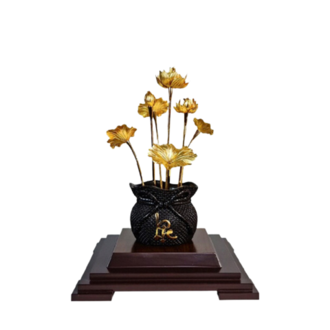 Chậu Sen 7 Cành Dát vàng 24K
