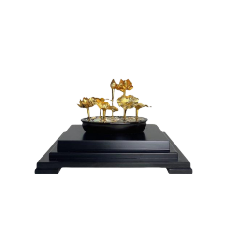 Chậu Sen 7 Cành Dát Vàng 24K
