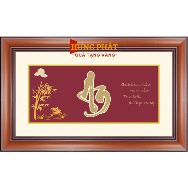 Tranh Chữ An Dát Vàng 24K 65x40cm