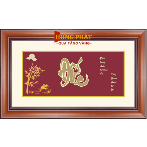 Tranh Chữ Đức Dát Vàng 24K 65x40cm