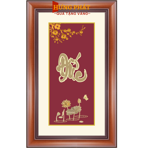 Tranh Chữ Đức Dát Vàng 24K 40x65cm
