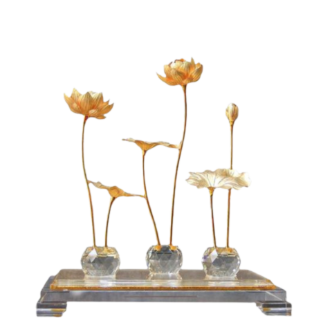 Hồ Sen 3 Nhánh Dát Vàng 24K