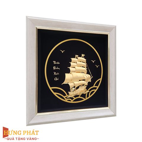 Tranh Thuyền Thuận Buồm Xuôi Gió Dát Vàng 24K 20x20cm
