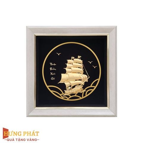 Tranh Thuyền Thuận Buồm Xuôi Gió Dát Vàng 24K 20x20cm