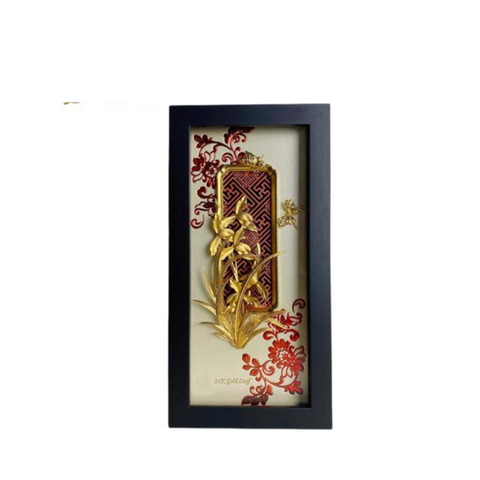 Tranh Hoa Lan Cánh Bướm Dát Vàng 24K