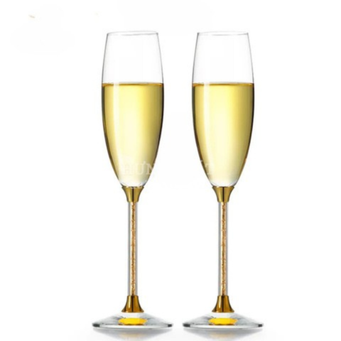Ly champagne pha lê đúc vàng 220ml (G11)