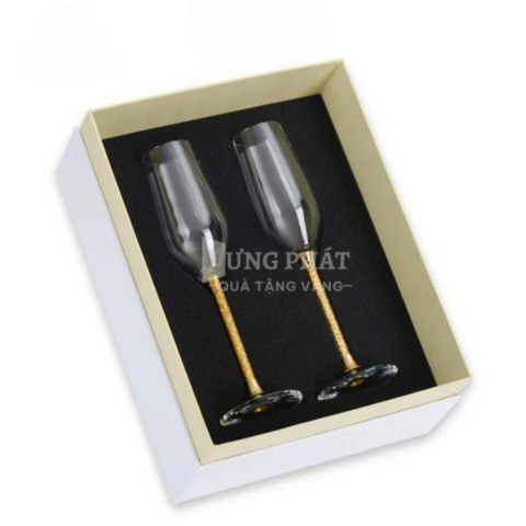 Ly rượu vang pha lê đúc vàng 235ml (A007)