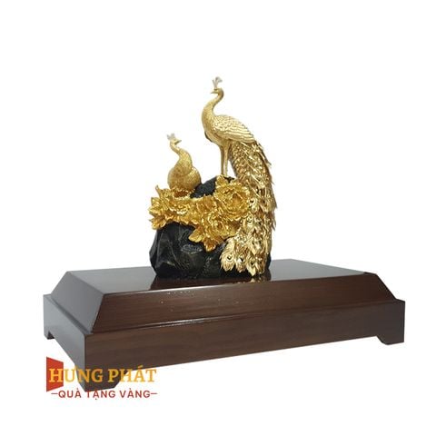 Đôi Công Hoa Mẫu Đơn Dát Vàng 24K (Mẫu 3)