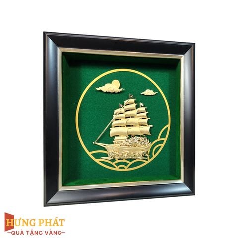 Tranh Thuyền Thuận Buồm Xuôi Gió Dát Vàng 24K 20x20cm