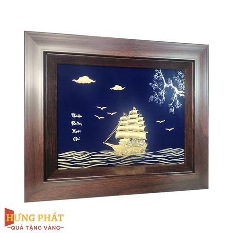 Tranh Thuyền Thuận Buồm Xuôi Gió Dát Vàng 24K 25x32cm