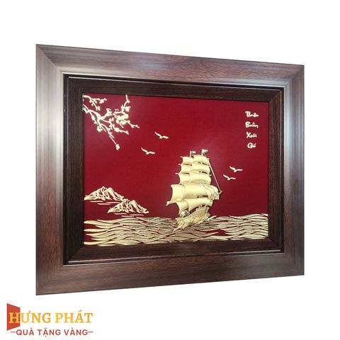 Tranh Thuyền Thuận Buồm Xuôi Gió Dát Vàng 24K 25x32cm
