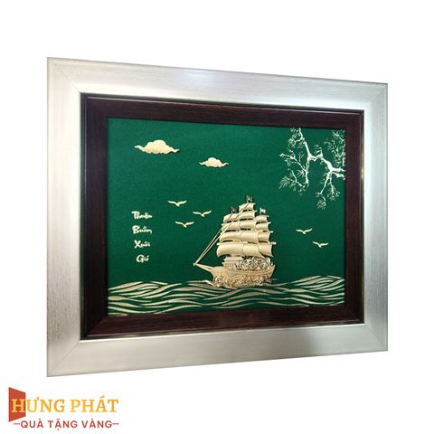Tranh Thuyền Thuận Buồm Xuôi Gió Dát Vàng 24K 25x32cm