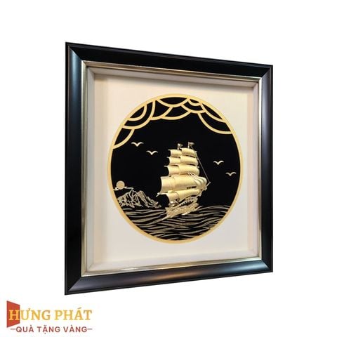 Tranh Thuyền Thuận Buồm Xuôi Gió Dát Vàng 24K 26x26cm