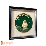 Tranh Thuyền Thuận Buồm Xuôi Gió Dát Vàng 24K 26x26cm