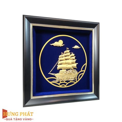 Tranh Thuyền Thuận Buồm Xuôi Gió Dát Vàng 24K 20x20cm