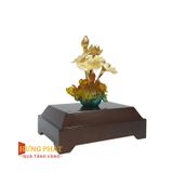 Chậu Sen 5 Cành & Cá Vàng Dát Vàng 24K
