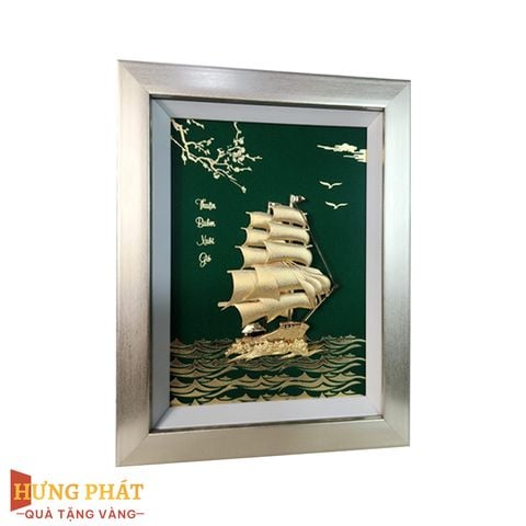 Tranh Thuyền Thuận Buồm Xuôi Gió Dát Vàng 24K 27x34cm