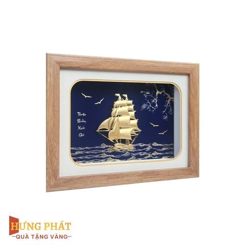 Tranh Thuyền Thuận Buồm Xuôi Gió Dát Vàng 24K 20x26cm