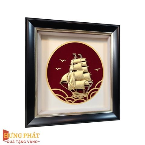 Tranh Thuyền Thuận Buồm Xuôi Gió Dát Vàng 24K 20x20cm