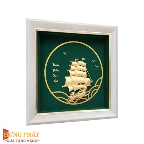 Tranh Thuyền Thuận Buồm Xuôi Gió Dát Vàng 24K 20x20cm