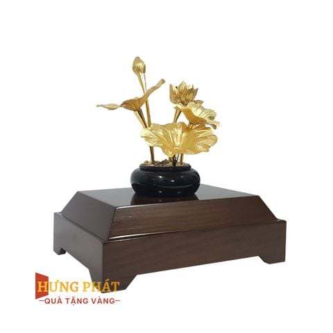 Chậu Sen 5 Cành Dát Vàng 24K