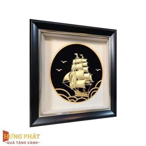 Tranh Thuyền Thuận Buồm Xuôi Gió Dát Vàng 24K 20x20cm