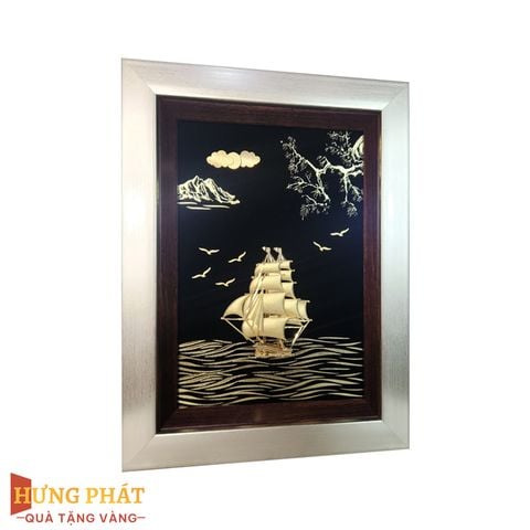 Tranh Thuyền Thuận Buồm Xuôi Gió Dát Vàng 24K 25x32cm