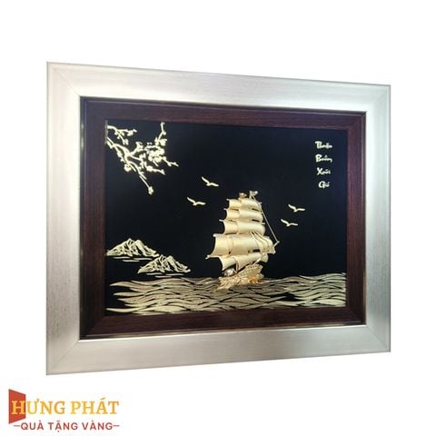 Tranh Thuyền Thuận Buồm Xuôi Gió Dát Vàng 24K 25x32cm