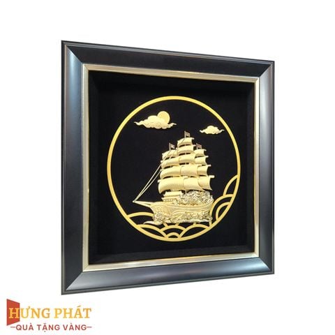 Tranh Thuyền Thuận Buồm Xuôi Gió Dát Vàng 24K 20x20cm