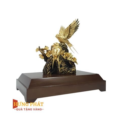 Đôi Chim Sẻ Hoa Mai Dát Vàng 24K (Mẫu 1)