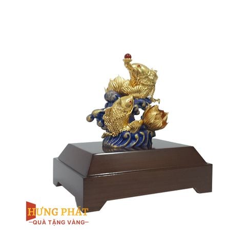 Đôi Cá Chép Hoa Sen Dát Vàng 24K