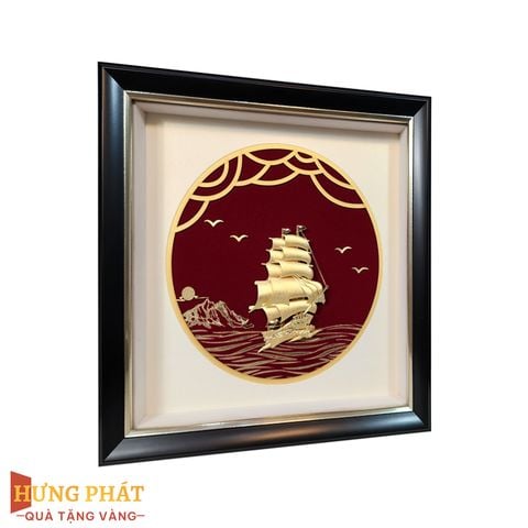 Tranh Thuyền Thuận Buồm Xuôi Gió Dát Vàng 24K 26x26cm