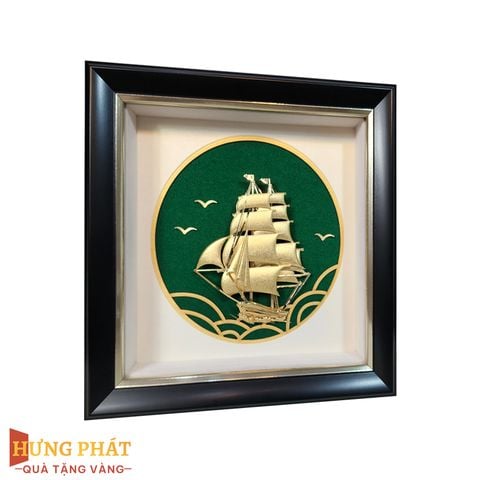 Tranh Thuyền Thuận Buồm Xuôi Gió Dát Vàng 24K 20x20cm