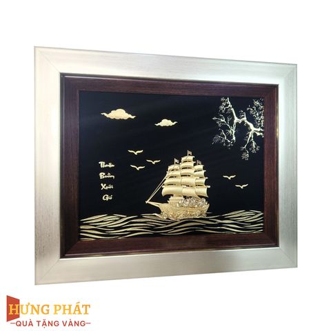 Tranh Thuyền Thuận Buồm Xuôi Gió Dát Vàng 24K 25x32cm