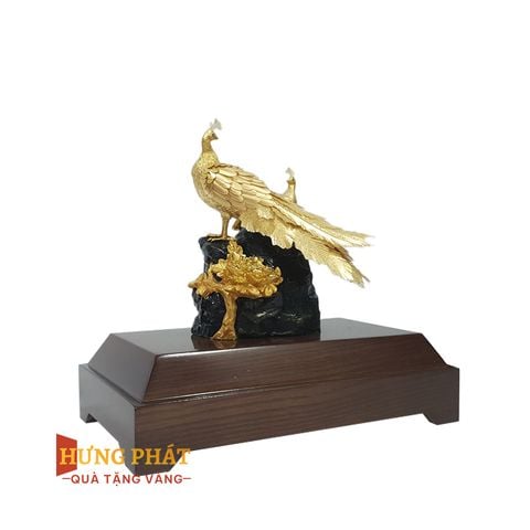 Đôi Công Hoa Mẫu Đơn Dát Vàng 24K (Mẫu 6)