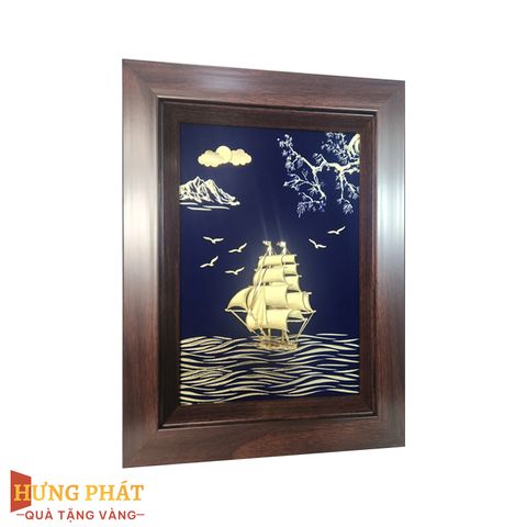 Tranh Thuyền Thuận Buồm Xuôi Gió Dát Vàng 24K 25x32cm