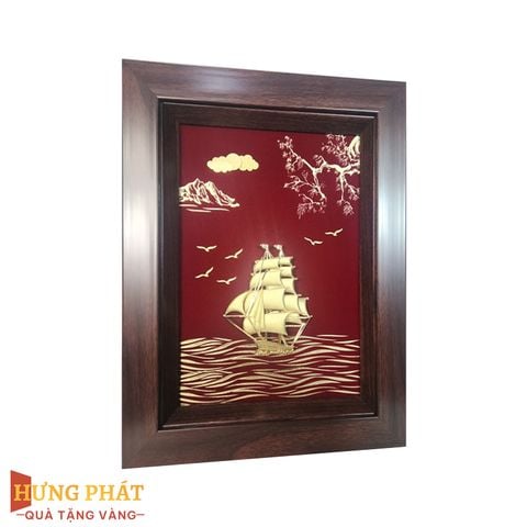 Tranh Thuyền Thuận Buồm Xuôi Gió Dát Vàng 24K 25x32cm