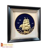Tranh Thuyền Thuận Buồm Xuôi Gió Dát Vàng 24K 20x20cm