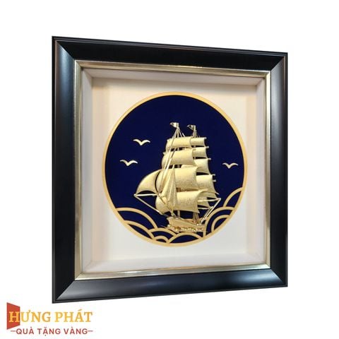 Tranh Thuyền Thuận Buồm Xuôi Gió Dát Vàng 24K 20x20cm