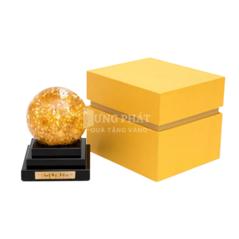 Quả cầu pha lê phong thủy (đế pha lê vuông) D=100mm