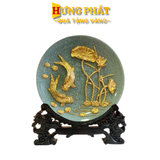 Đĩa Biểu Trưng Cá Chép Hoa Sen Dát Vàng 24K