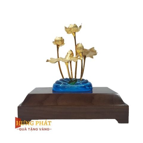 Cá Chép Hoa Sen 6 Cành Dát Vàng 24K