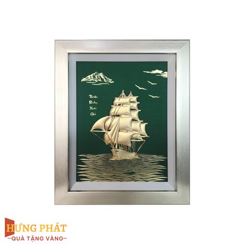 Tranh Thuyền Thuận Buồm Xuôi Gió Dát Vàng 24K 27x34cm