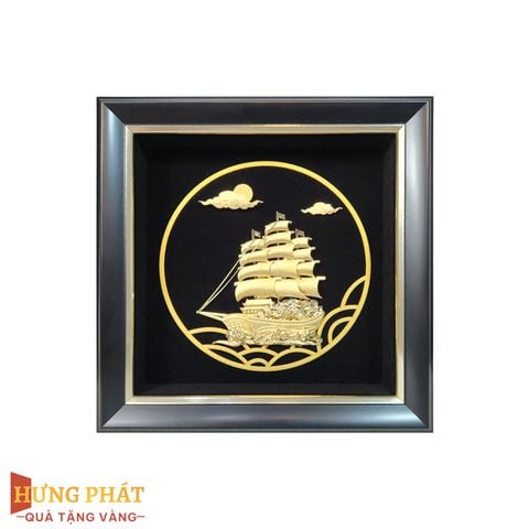Tranh Thuyền Thuận Buồm Xuôi Gió Dát Vàng 24K 20x20cm