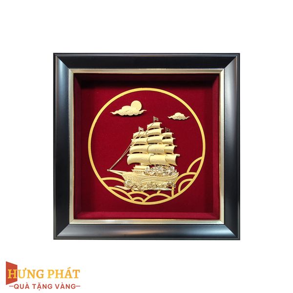 Tranh Thuyền Thuận Buồm Xuôi Gió Dát Vàng 24K 20x20cm