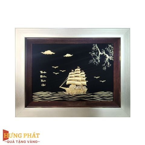 Tranh Thuyền Thuận Buồm Xuôi Gió Dát Vàng 24K 25x32cm