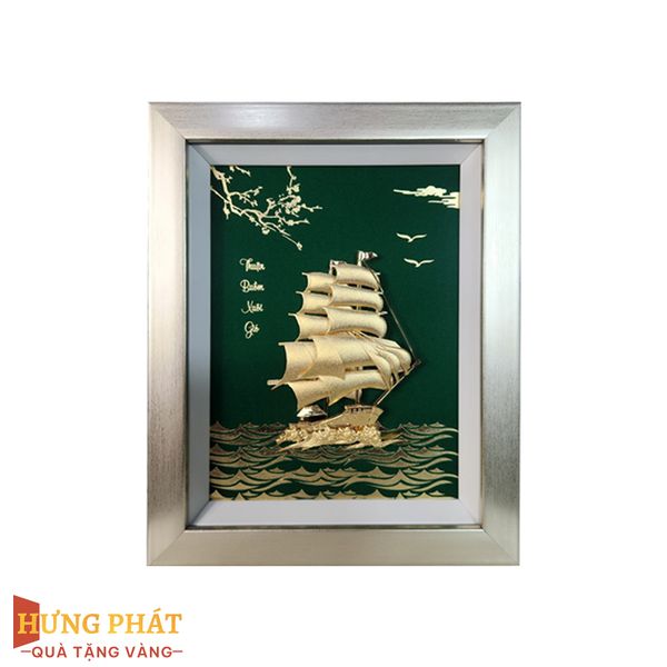 Tranh Thuyền Thuận Buồm Xuôi Gió Dát Vàng 24K 27x34cm