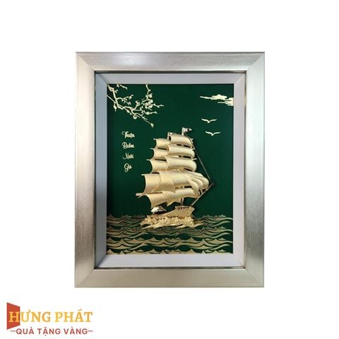 Tranh Thuyền Thuận Buồm Xuôi Gió Dát Vàng 24K 27x34cm