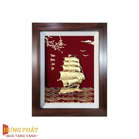 Tranh Thuyền Thuận Buồm Xuôi Gió Dát Vàng 24K 27x34cm