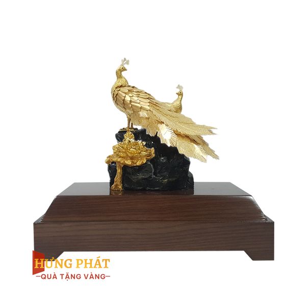 Đôi Công Hoa Mẫu Đơn Dát Vàng 24K (Mẫu 6)